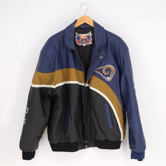 VINTAGE JEFF HAMILTON St. Louis Rams NFL Leather Jacket Size XL - Picture 3 of 13